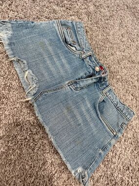 Light Blue Distressed Women's Denim Cutoff Shorts
